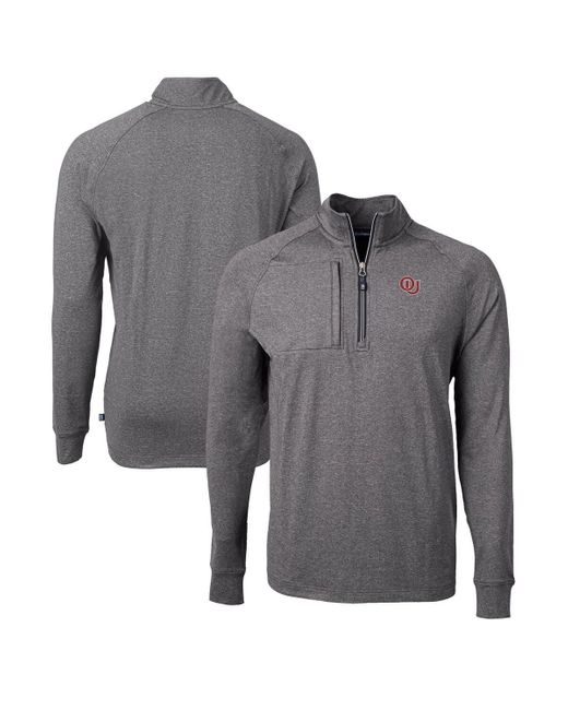 Cutter & Buck Gray Oklahoma Sooners Vault Adapt Eco Knit Heathered Recycled Raglan Quarter-zip Top At Nordstrom for men