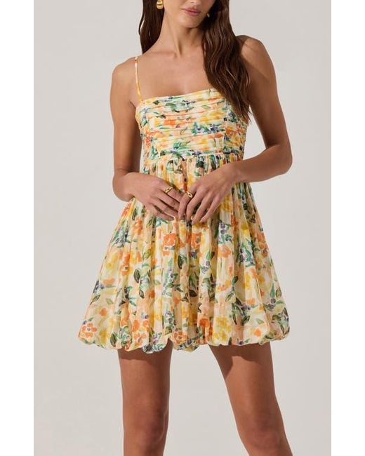 Astr Multicolor Floral Bubble Hem Minidress