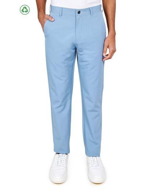 Con.struct Blue Regular Fit Solid Flat Front Recycled Performance Golf Pants for men