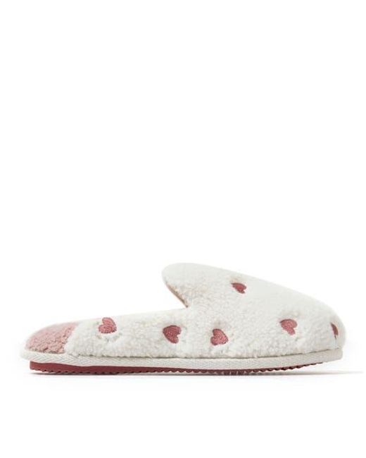 Dearfoams White Valentines Day Hearts Scuff Slipper