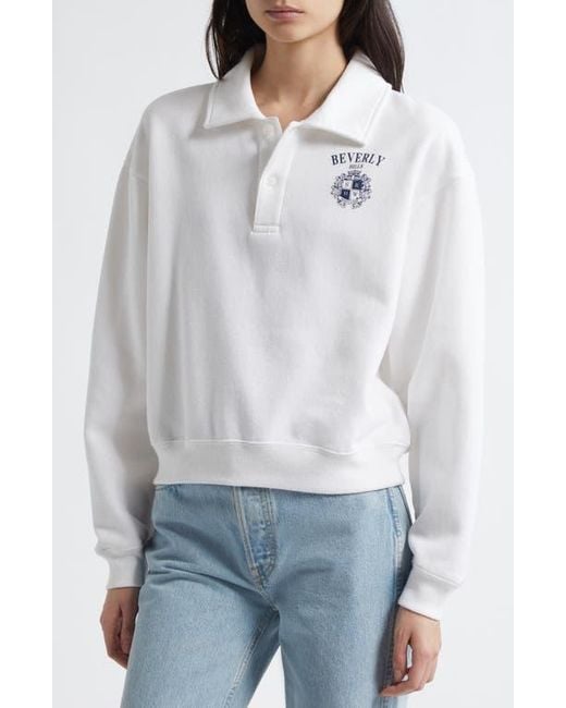 Sporty & Rich White Beverly Hills Crest Cotton Blend Polo