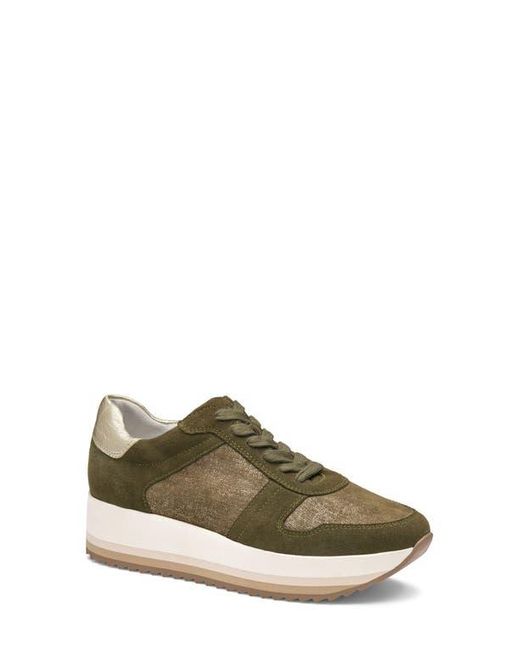 Johnston & Murphy Green Gracie Colorblock Platform Sneaker
