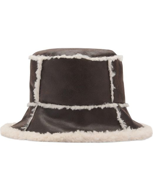 Mango Black Faux Shearling Bucket Hat
