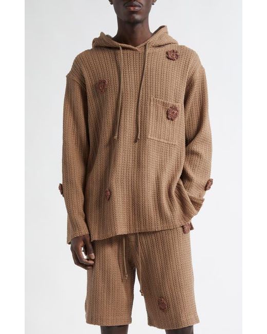 Song For The Mute Brown Daisy Raw Patch Pocket Hoodie for men