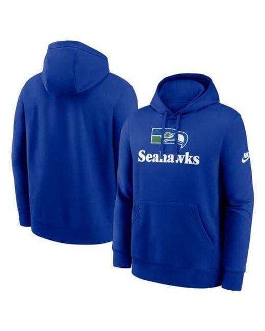 Nike Blue Seattle Seahawks Best Season Rewind Club Pullover Hoodie for men