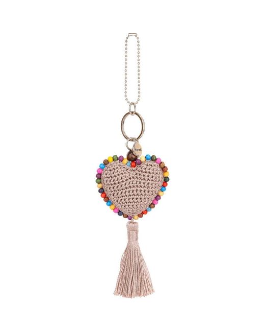 The Sak Pink Yarnicharmz Crochet Heart Dangle