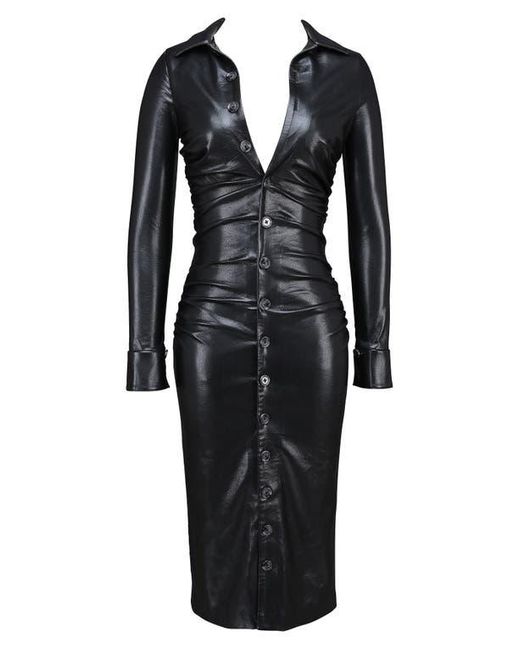 nordstrom halogen leather dress Halogen Mixed Media Leather Sheath Dress, $228 | Nordstrom