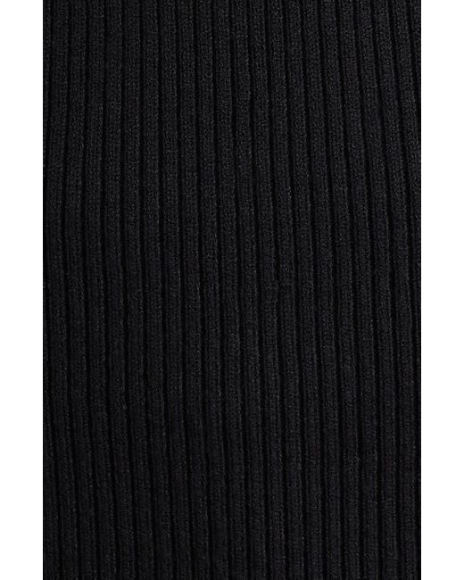 Tahari Black The Ramona Rib Mock Neck Top