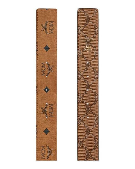 MCM White Claus Reversible Monogram Belt for men