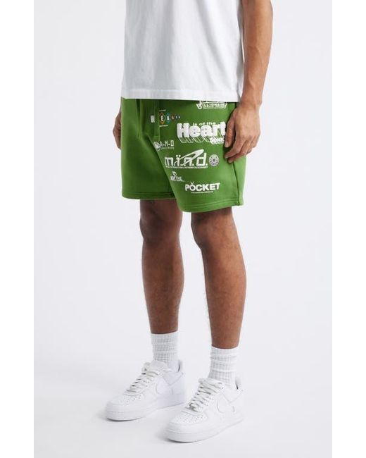 BBCICECREAM Green Whm Cotton Graphic Shorts for men