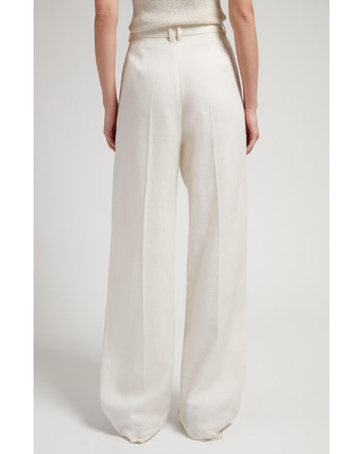 The Row White Tonnie Tailored Linen Pants