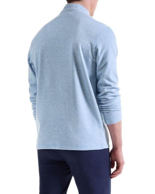 Bugatchi Blue Houndstooth Patern Quarter Zip Top for men
