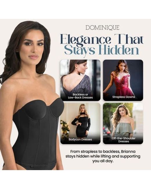Dominique Intimates Black Brianna Low Back Convertible Strapless Corset Bra