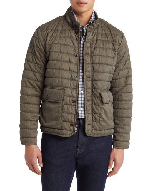 Peter Millar Brown Greenwich Garment Dyed Quilted Bomber Jacket for men