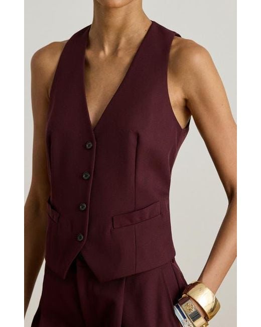 Ralph Lauren Purple Wool Blend Twill Vest