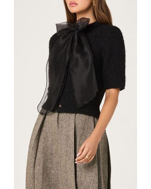Astr Black Organza Bow Mixed Media Sweater