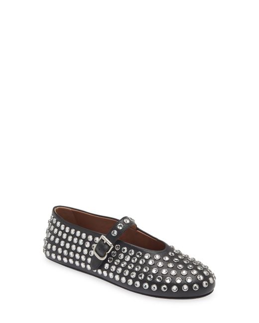 Alaïa White Rhinestone Ballet Flat