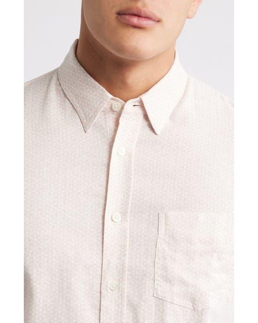 Rails White Carson Short Sleeve Stretch Linen Blend Button-Up Shirt for men