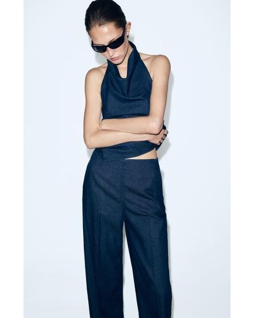 Mango Blue Flat Front Jeans