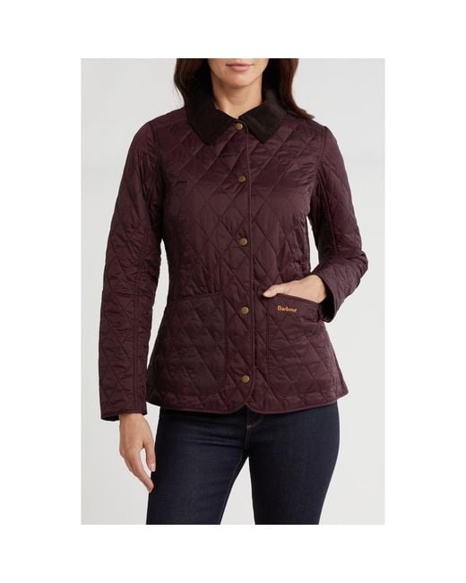 Barbour Red Annadale Diamond Quilted Jacket