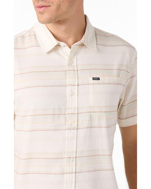 O'neill Sportswear White Seafaring Stripe Stretch Short Sleeve Button-Up Shirt for men