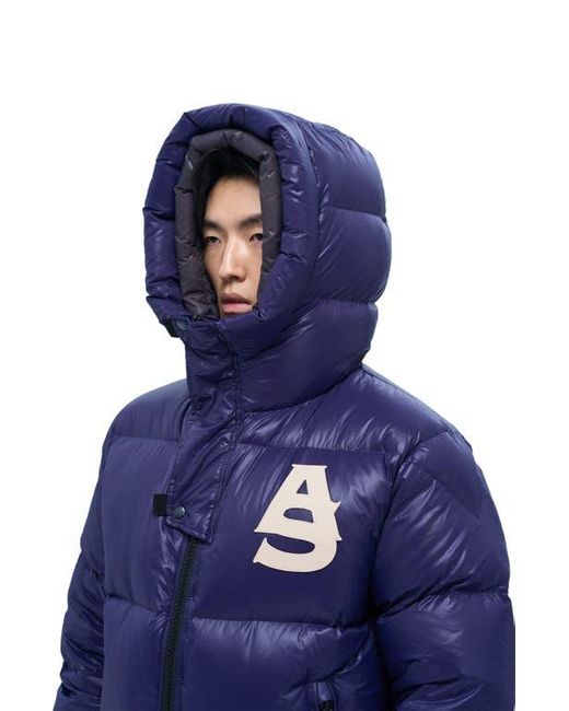 Alpha Style Blue Kudu Hooded Puffer Down Jacket for men