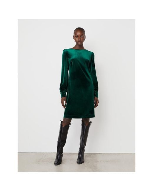 green velvet knee length dress green midi velvet dress Carella Bottle Green Velvet Twisted Asymmetric Midi Dress Club L London