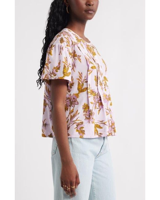 Treasure & Bond Multicolor Floral Pleated Boxy Top