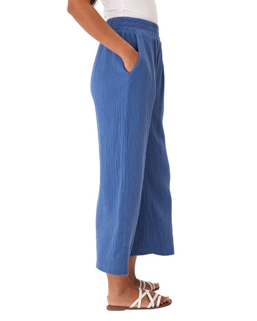 Threads For Thought Blue Ivanna Organic Cotton Gauze Wide Leg Pants