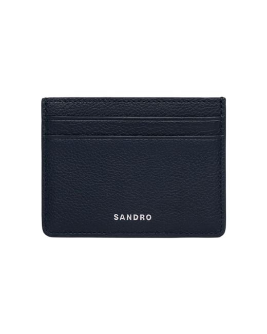 Sandro Blue Grained Leather Cardholder for men