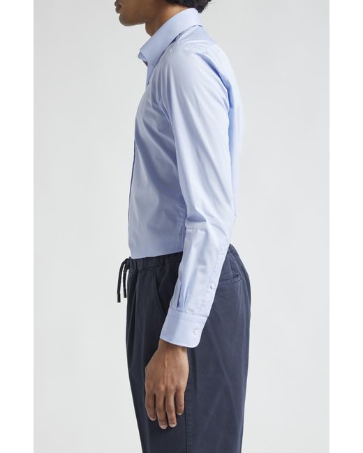 Thom Sweeney Blue Stretch Poplin Button-up Shirt for men