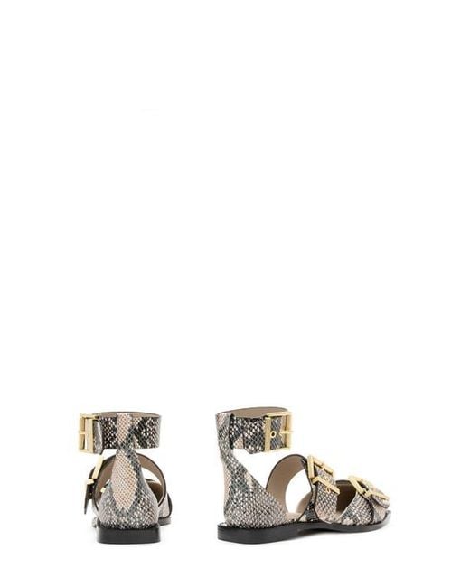 AllSaints Metallic Sutton Snakeskin Embossed Pointed Toe Flat