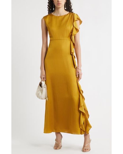 Chelsea28 Yellow Asymmetric Ruffle A-Line Dress