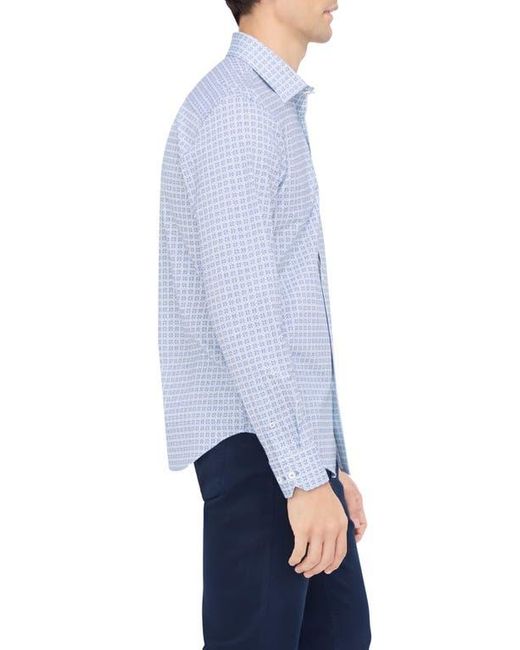 Bugatchi Blue James Ooohcotton Print Button-Up Shirt for men