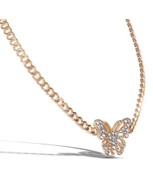 Jessica Simpson Metallic Butterfly Pendant Chain Necklace