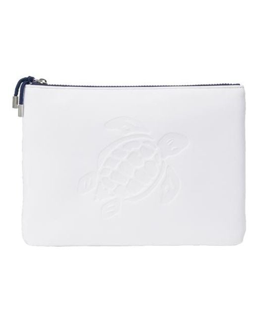 Vilebrequin White Zipped Turtle Beach Pouch Neoprene