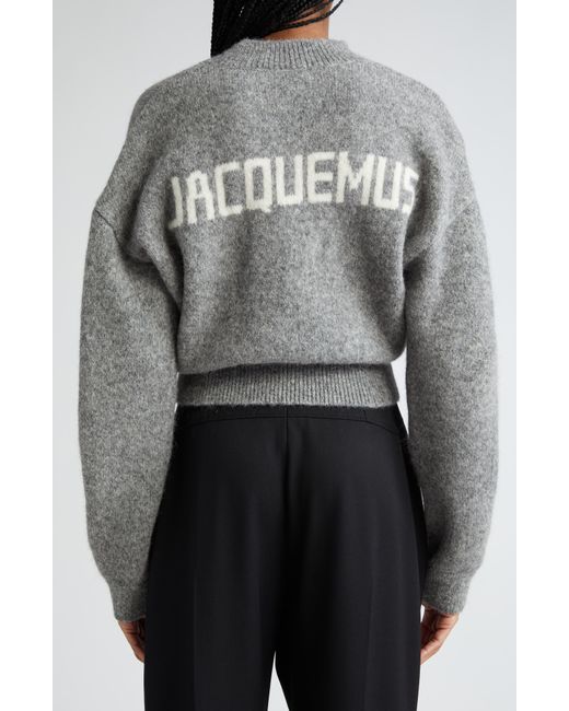 Jacquemus Gray La Maille Logo Jacquard Alpaca & Merino Wool Blend Sweater