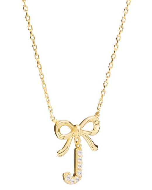 ATHRA LUXE Metallic Cubic Zirconia Bow Initial Pendant Necklace