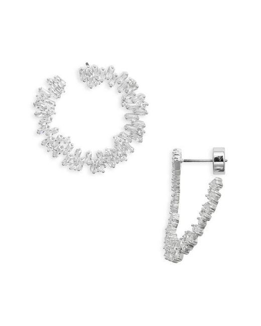 Nordstrom White Scattered Baguette Cubic Zirconia Front/Back Earrings