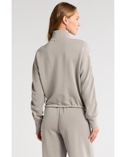 Zella Multicolor Ultrasoft Ruched Sleeve Front Zip Knit Jacket