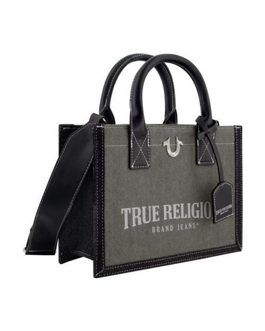 True Religion Black Modern Edge Denim Tote