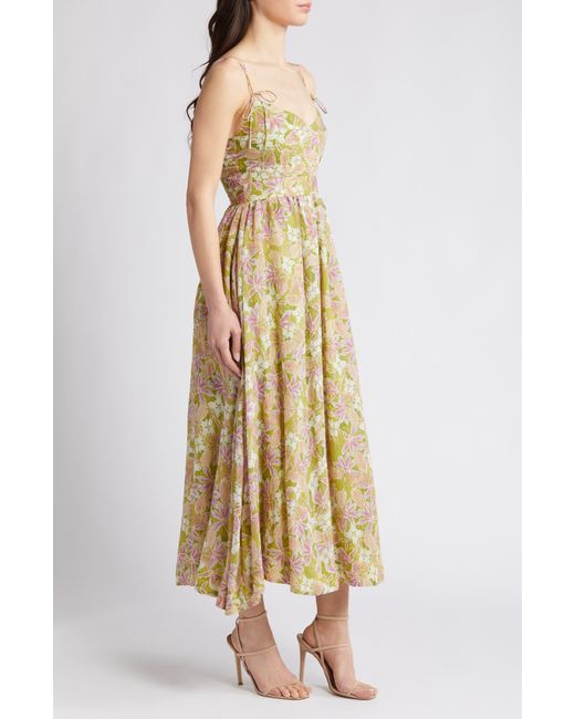 En Saison Yellow Serena Floral Midi Dress