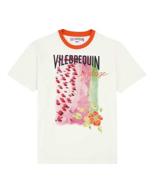 Vilebrequin Red Cotton T-shirt La Plage From The Sky for men