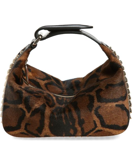 Christian Louboutin Brown Funky Dopp Bengali Print Genuine Calf Hair Top Handle Pouch