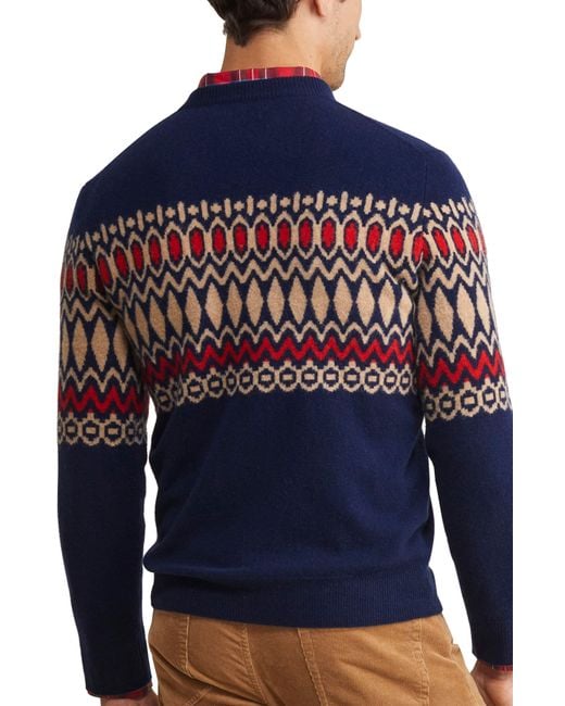 Vineyard Vines Blue Heritage Fair Isle Wool Crewneck Sweater for men