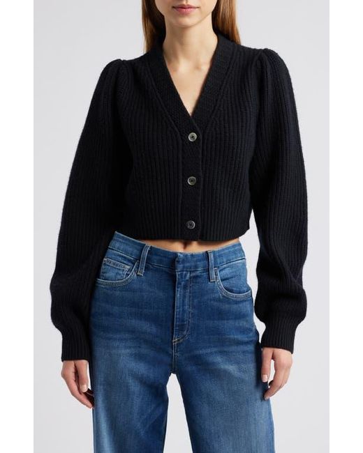 LoveShackFancy Black Avignon Wool & Cashmere Crop Cardigan