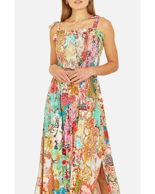 Yumi' Multicolor Patchwork Split Hem Maxi Dress