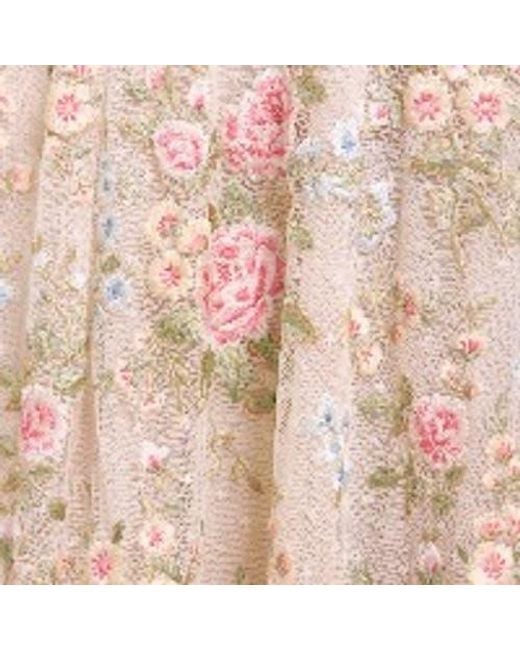 Needle & Thread Pink Antoinettes Floral Round Neck Midi Gown