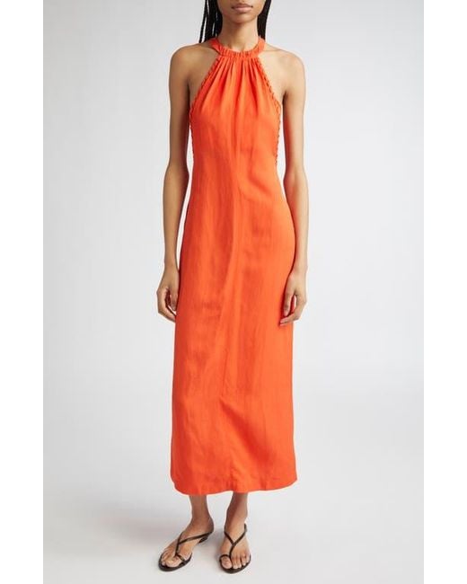 【海外限定】REISSワンピース☆Erika Halterneck Woven Midi Dre Reiss Erika Whipstitch Halter Dress in Orange | Lyst