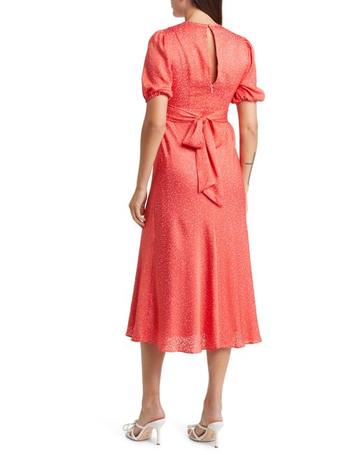 Ted Baker Red Mayyia Ruffle Tie Back Puff Sleeve A-line Dress